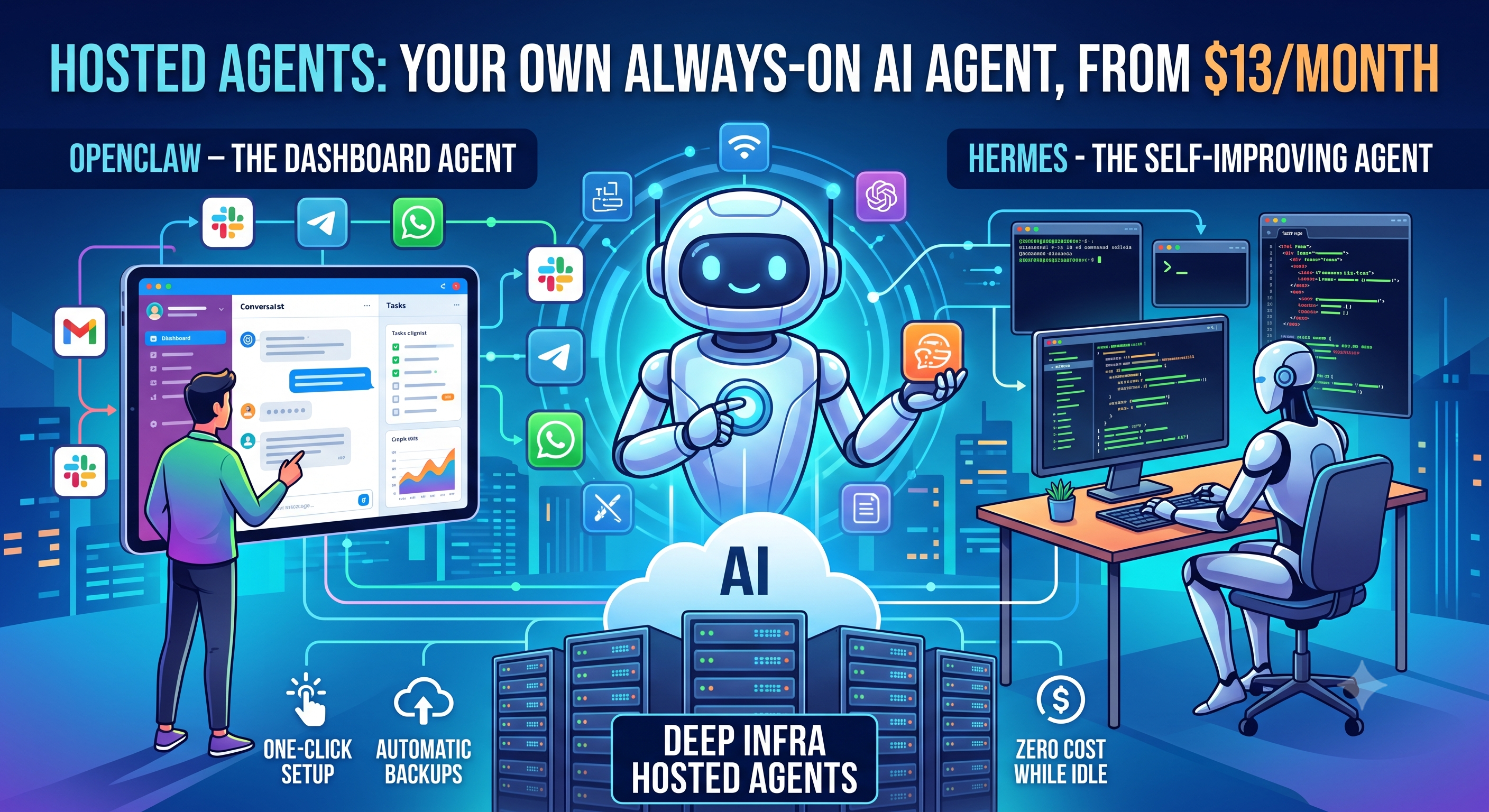 Hosted Agents: your own always-on AI agent, from $13/month
