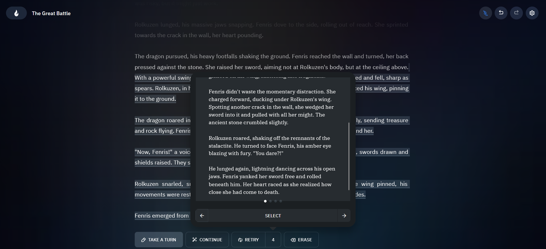 AI Dungeon: Multiple response options